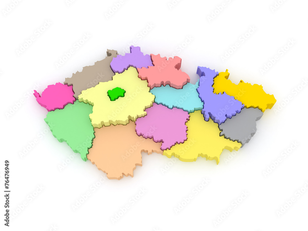 Fototapeta premium Three-dimensional map of Czech Republic.