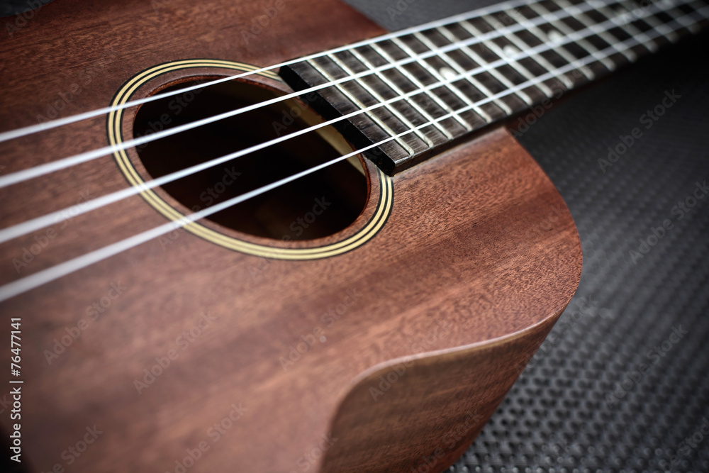 Close up of ukulele Close up of ukulele