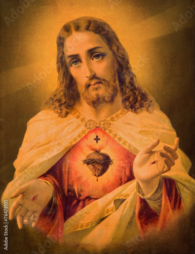 Naklejka bezklejowa Typowy katolicki obraz serca Jezusa Chrystusa