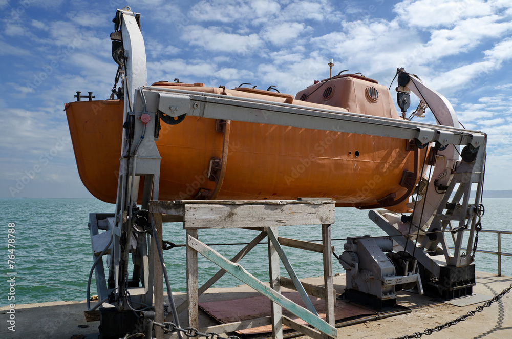 Naklejka premium Rescue boat on the water station in Kerch