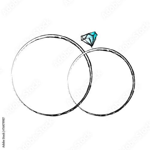 wedding hand drawn rings invitation card
