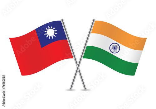 Free Download Indian and Taiwanese flags. Vector illustration. - GFXLoad