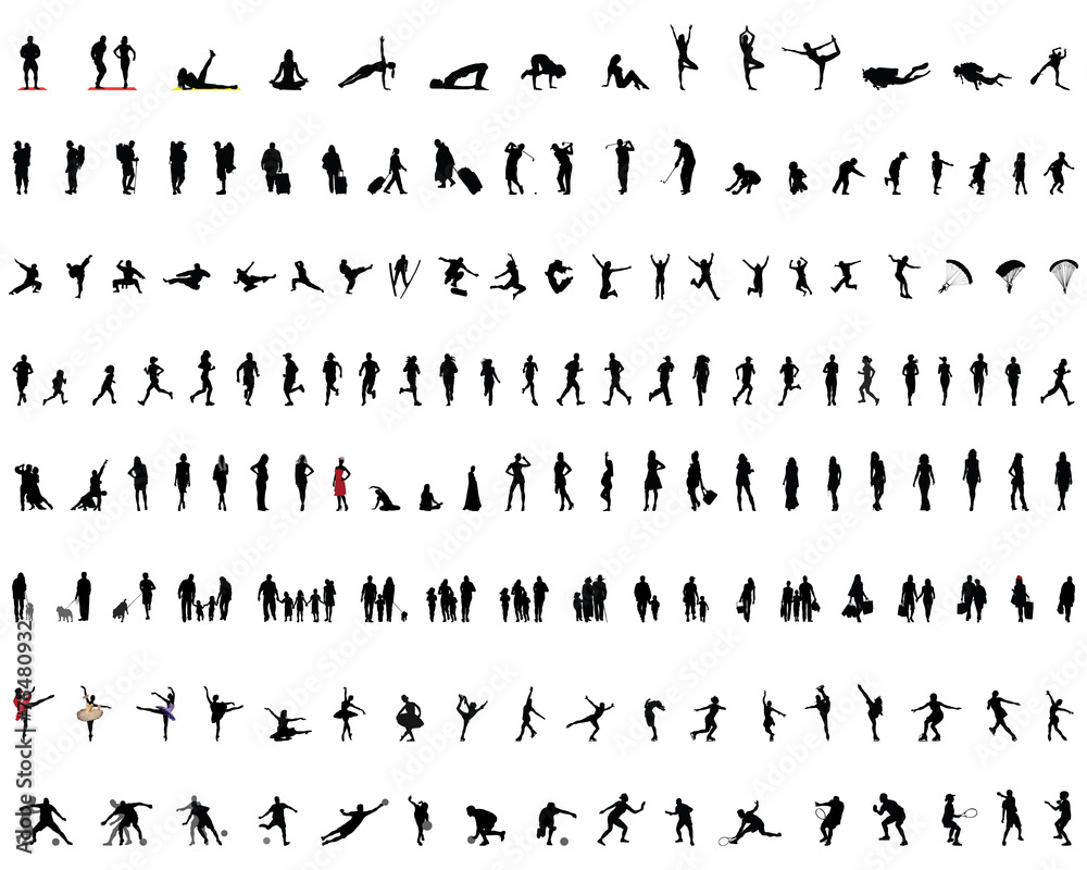 Big collection of silhouettes of people, vector Big collection of silhouettes of people, vector