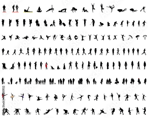 Big collection of silhouettes of people, vector