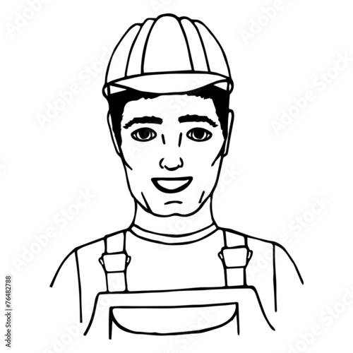 Hand-drawn builder. Doodle. Isolated. vector