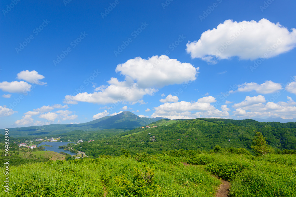 Fototapeta Mt.Tateshina and Lake Shirakaba in Nagano, Japan