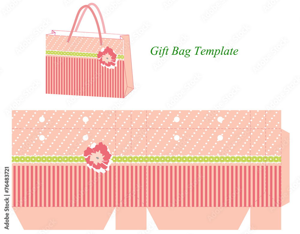 Purple Gift Bag Template Floral Pattern Stock Vector (Royalty Free