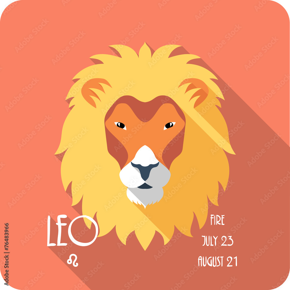 Obraz premium Zodiac sign Leo icon flat design