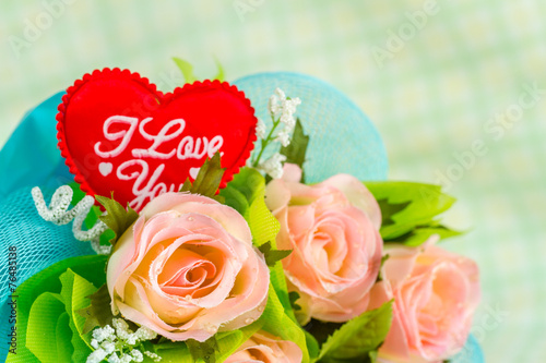 Red heart and roses