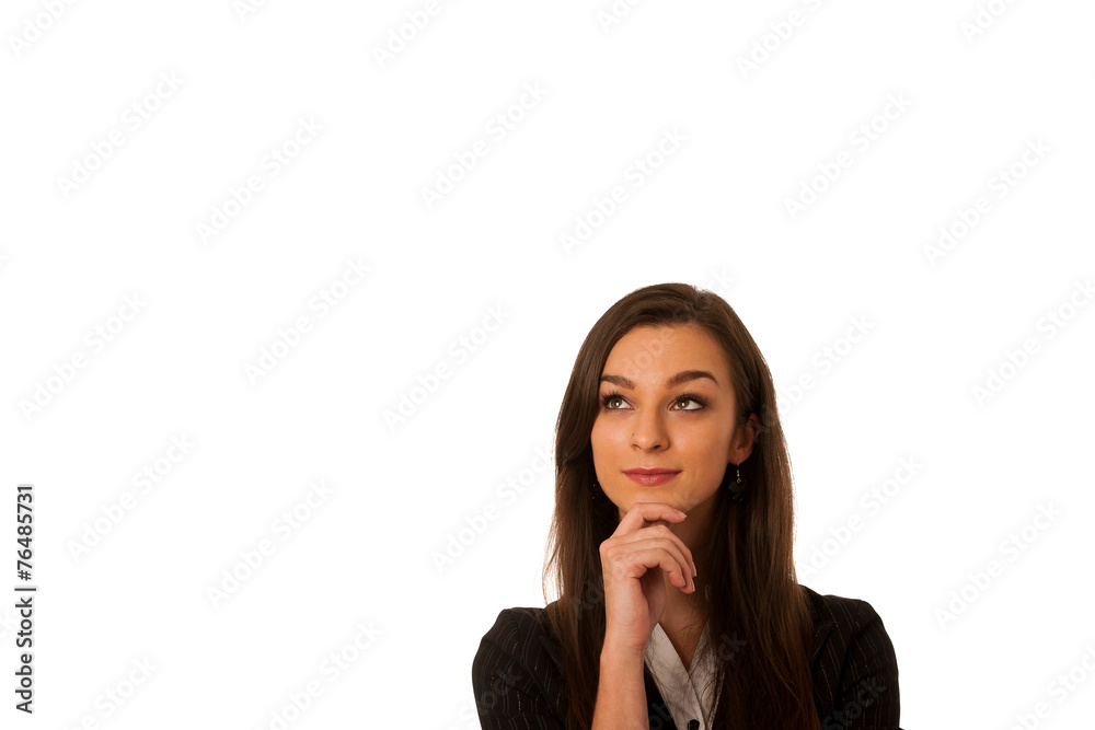 pensive business woman looking into copy space isolated over whi pensive business woman looking into copy space isolated over whi