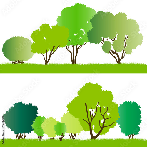 Forest trees silhouettes illustration collection background vect