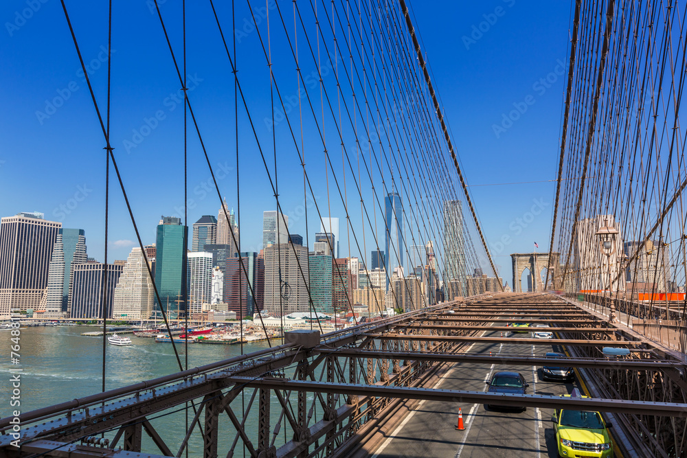 Obraz premium Brooklyn Bridge and Manhattan New York City US