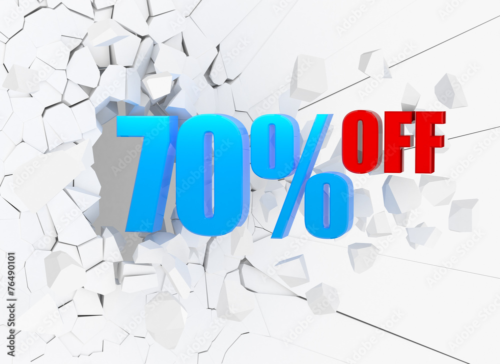 70 percent discount icon on white background
