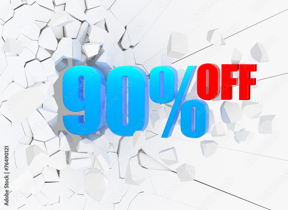 90 percent discount icon on white background