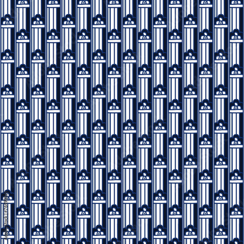 Seamless abstract blue pattern hand-drawn doodles