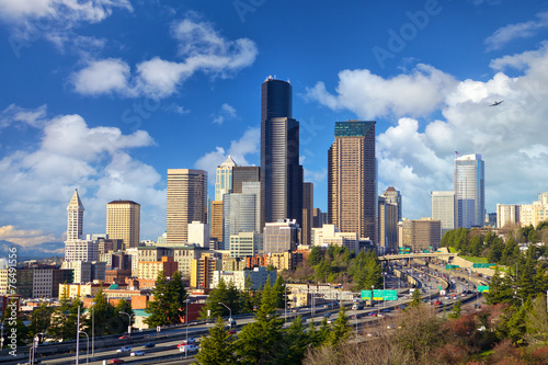 Seattle skyline with urban skyscrapers, WA, United States