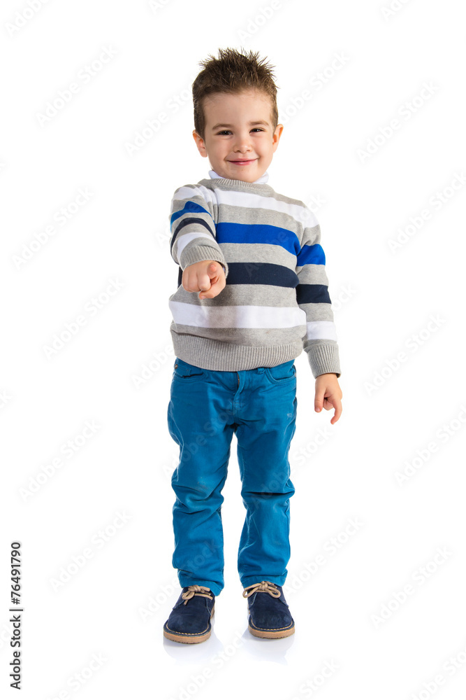 Kid pointing to the front Kid pointing to the front