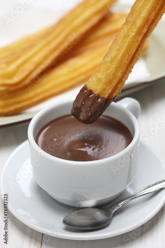 churros and hot chocolate, spanish breakfast