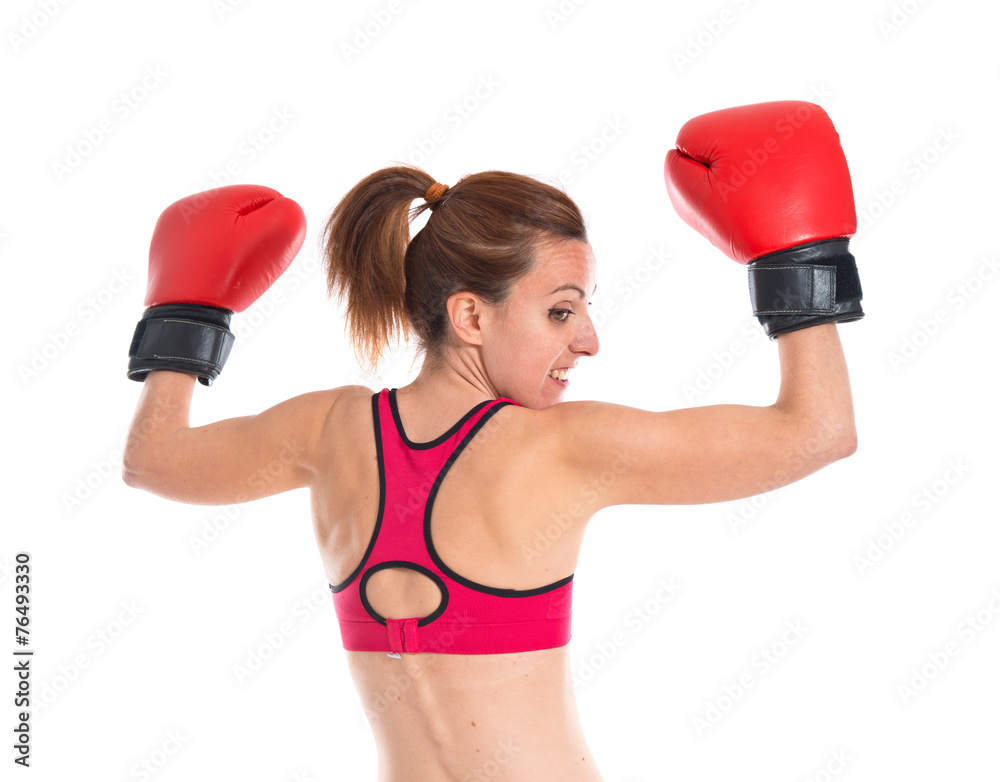 Sport woman with boxing gloves Sport woman with boxing gloves