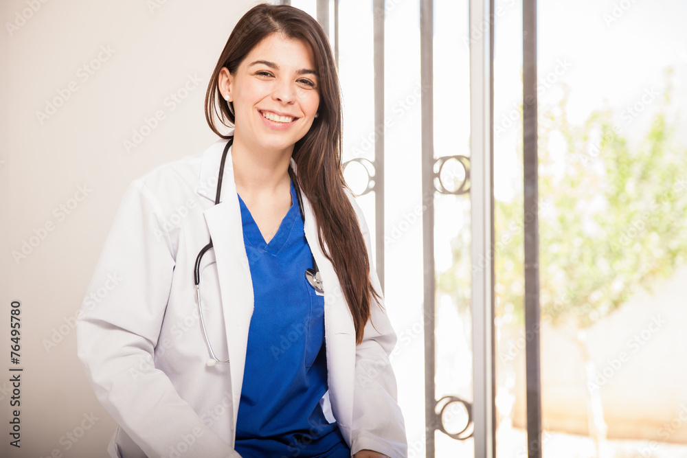 Cute female doctor smiling