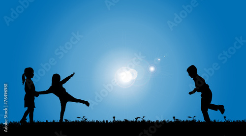 Vector silhouette of a siblings.