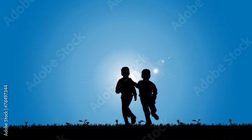 Vector silhouette of a boys.