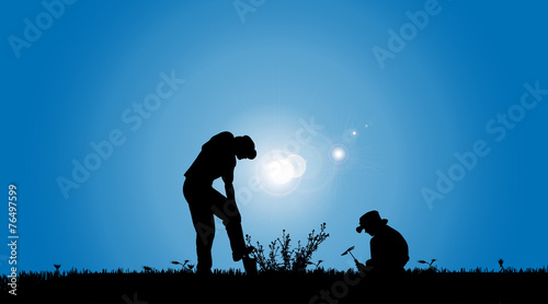 Vector silhouettes of family.