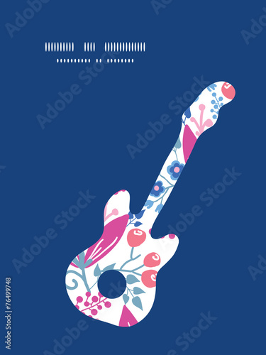Vector pink flowers guitar music silhouette pattern frame