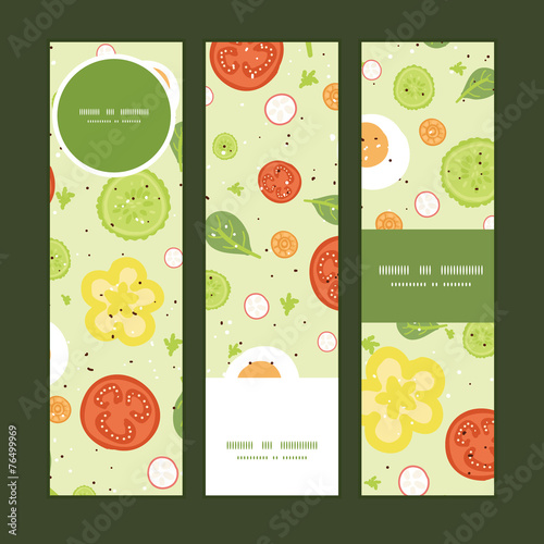 Vector fresh salad vertical banners set pattern background