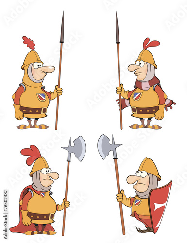 illustration of humor cartoon knights  set