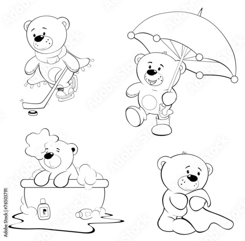 A set of bears. Coloring book