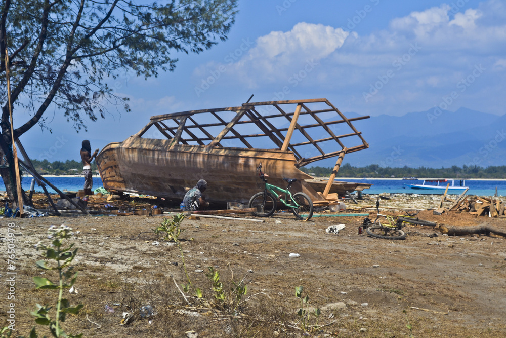 gili traswagan island: boat gili traswagan island: boat
