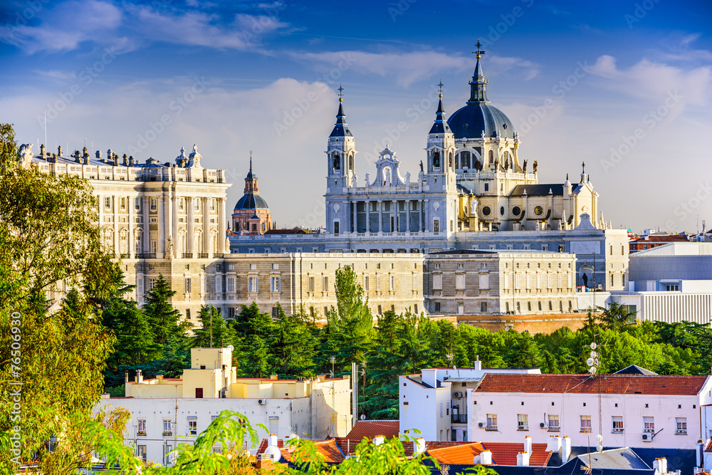 Naklejka premium Royal Palace and Cathedral of Madrid, Spain