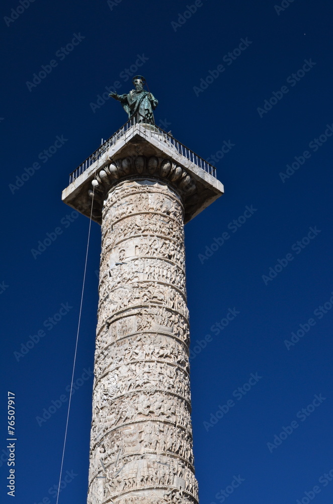 Column of Marcus Aurelius on the Piazza Colonna in Rome