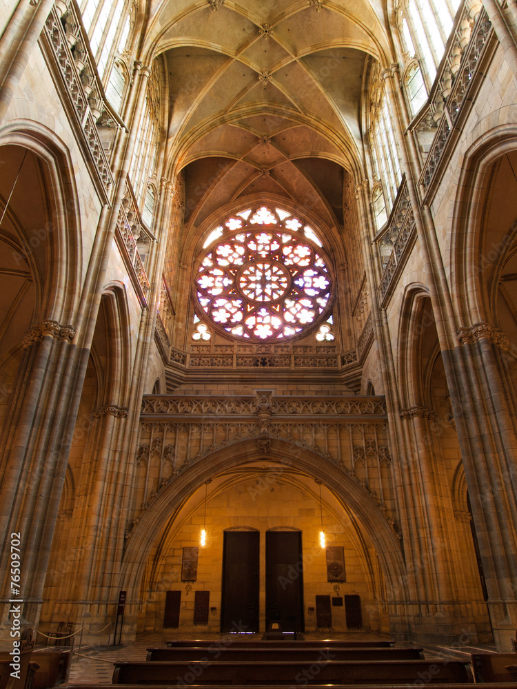 Part of gothic interior of St. Vitus Cathedral in Prague