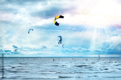 kite surfing on a sunny day