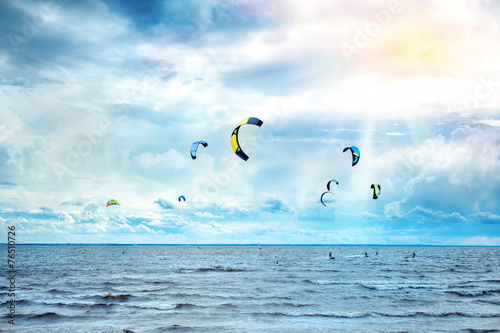 kite surfing on a sunny day