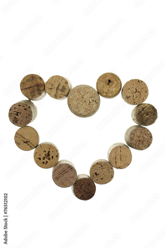 Wine corks form a heart shape image isolated vertical Wine corks form a heart shape image isolated vertical