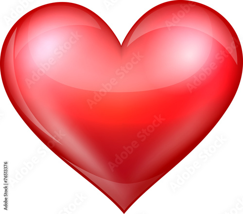 Red heart isolated on white background
