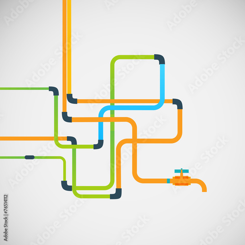 Vector color abstract design tangled pipes eps