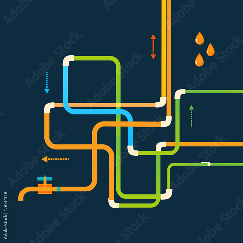 Vector color abstract design tangled pipes eps