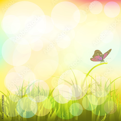 Landscape with butterflies. Vector. EPS 10. 2