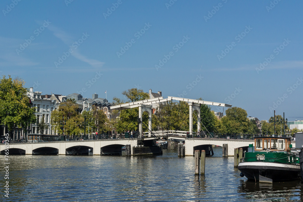 Naklejka premium Drawbridge on the Amstel River in Amsterdam