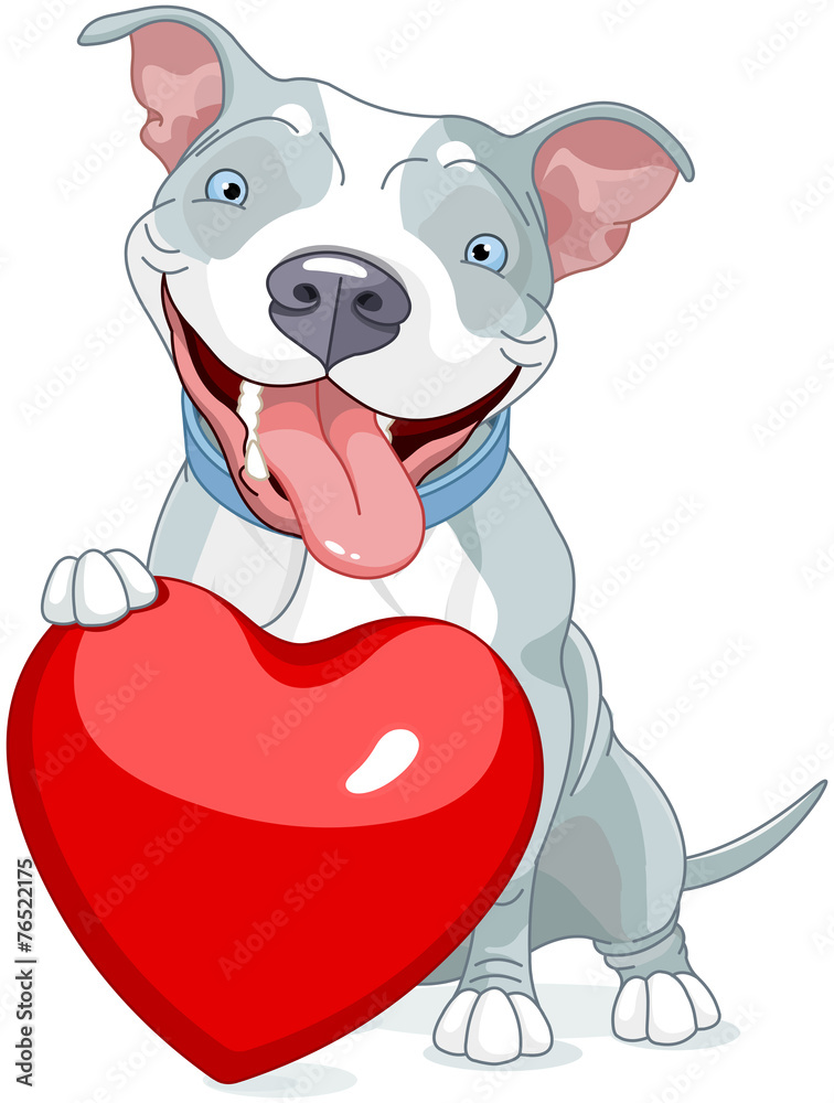 Valentine Pit Bull Dog Stock Vector | Adobe Stock