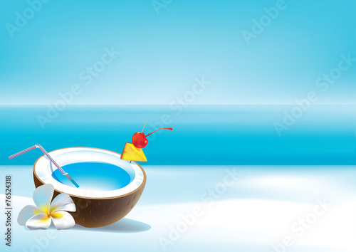 Coconut coctail on beach