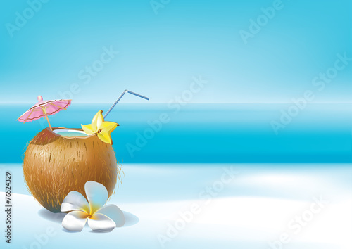 Coconut coctail on beach