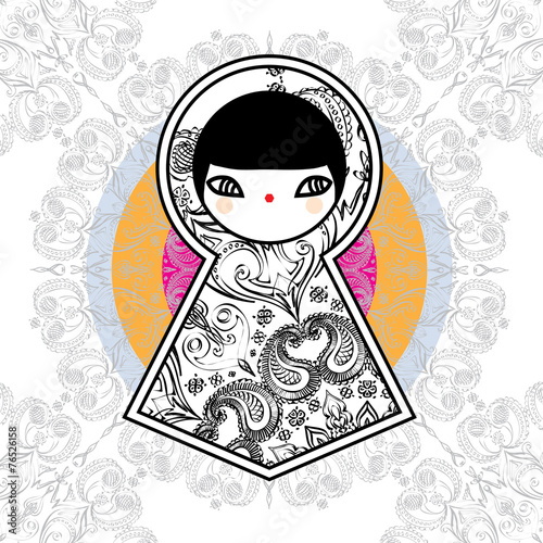 Vector illustration with babushka matryoshka doll