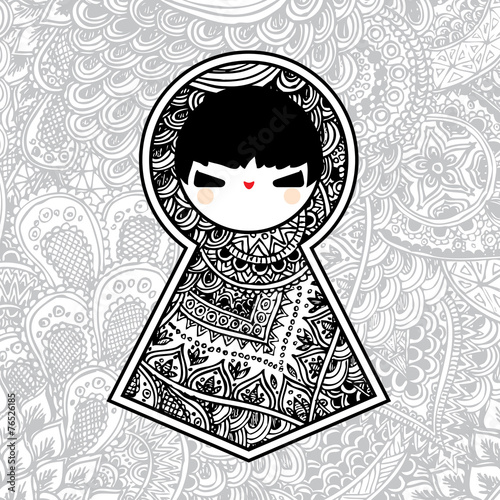 Vector illustration with babushka matryoshka doll