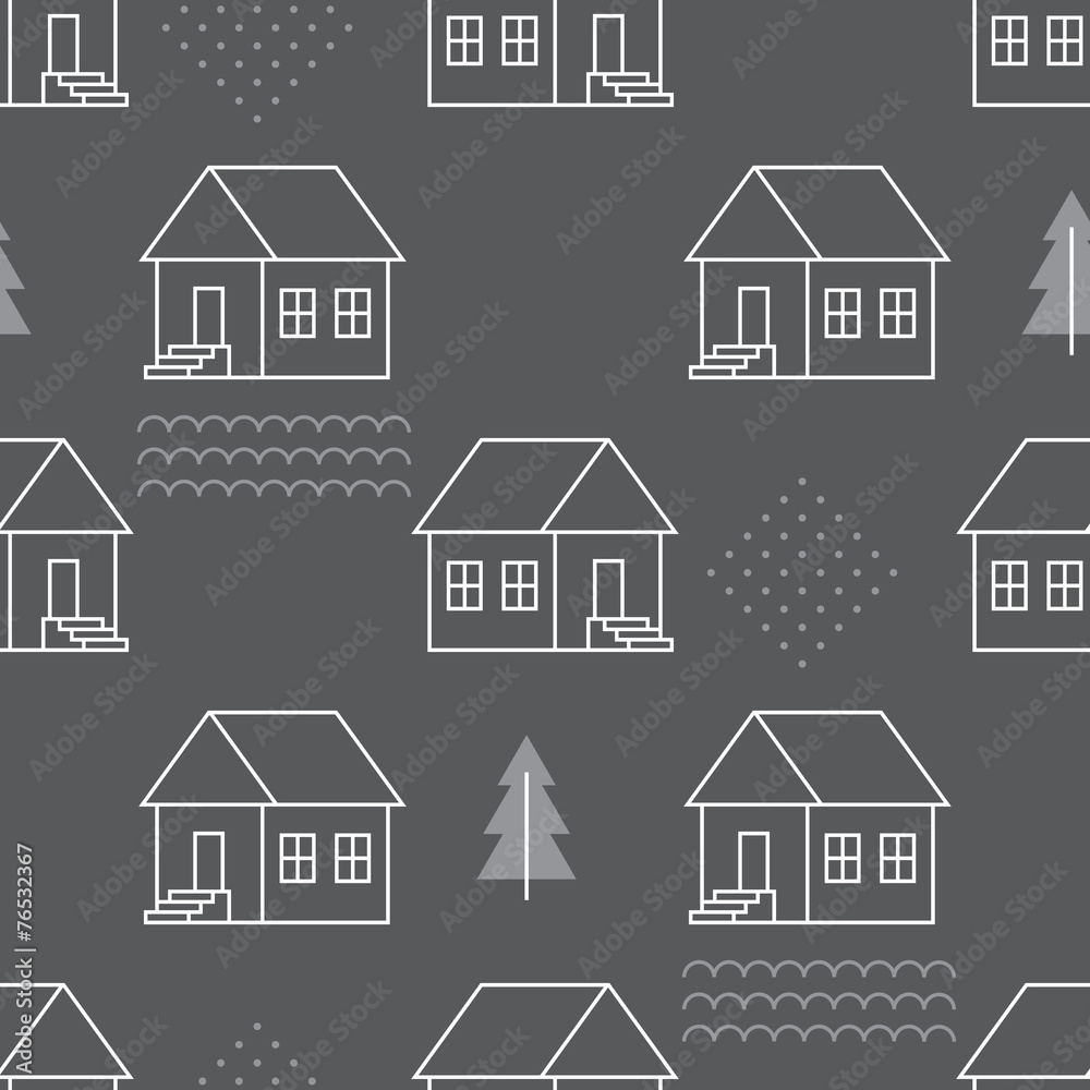Seamless pattern with country houses.