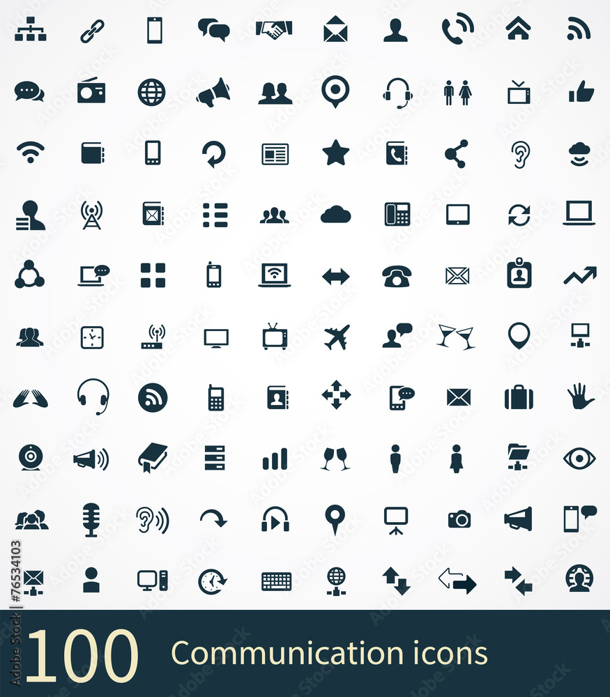 100 communication icons - obrazy, fototapety, plakaty 